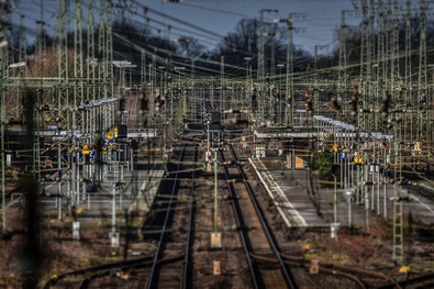 Blick auf die Gleisanlagen im Bahnhof Emmerich