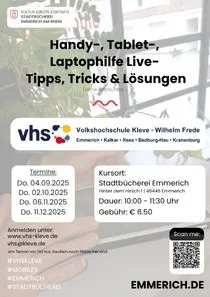 Infoplakat der VHS Sprechstunde Mobile Endgeräte und tablet