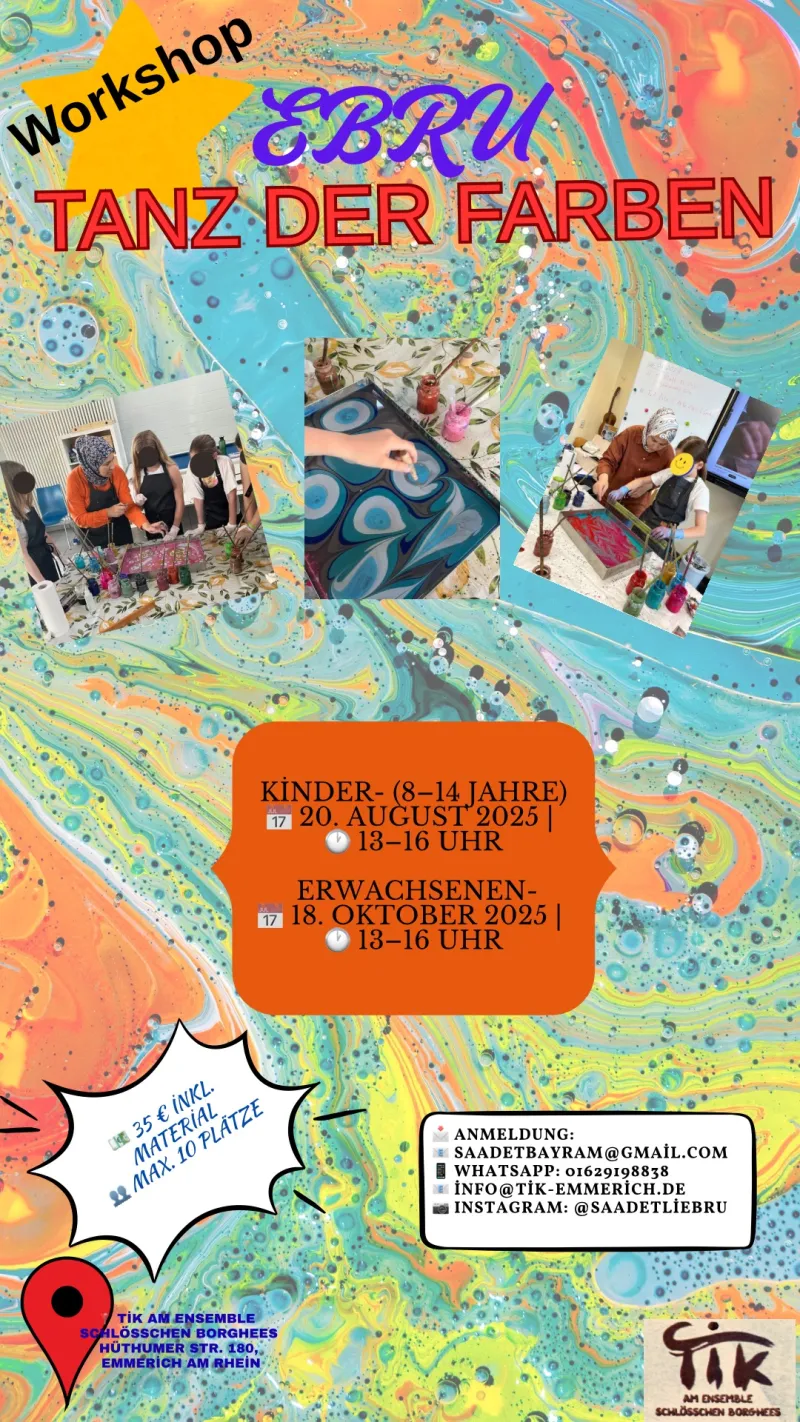 Event Image: Ebru‑Workshop (für Kinder 8-14) – Traditionelle Marmorierungskunst auf Wasser